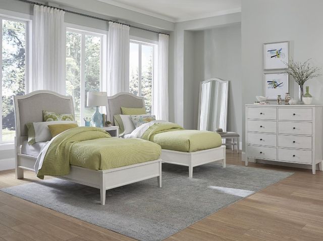 aspenhome® Charlotte White Upholstered Low Profile Twin Panel Bed-3
