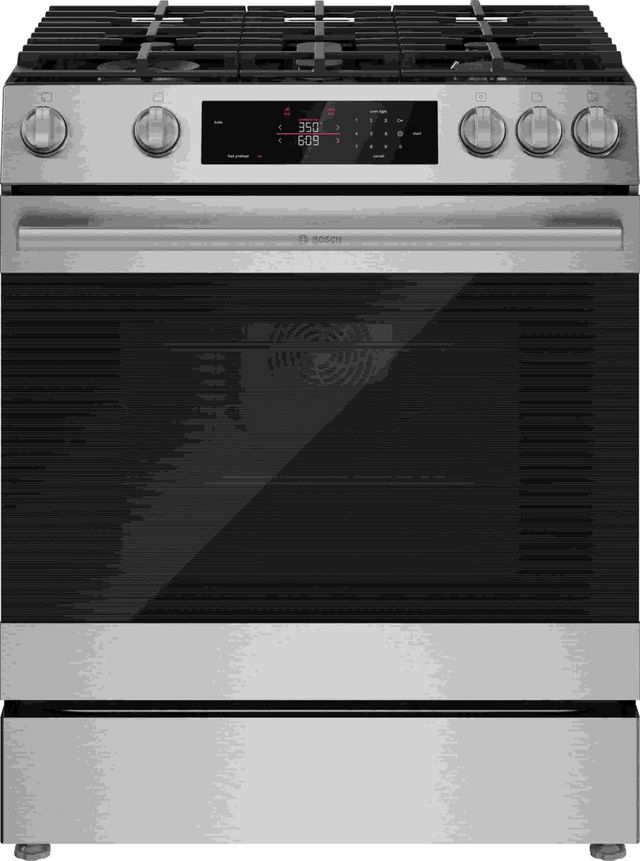 Bosch® 300 Series 30" Stainless Steel Silde-In Gas Range-0