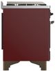 Ilve® Majestic III 48" Burgundy Pro Style Dual Fuel Natural Gas Range with Solid Door and Burnished Trim-4