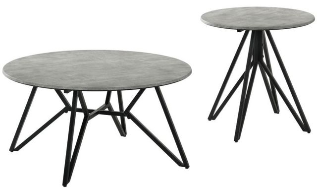 Coaster® Hadi 2-Piece Cement Occasional Table with Gunmetal Base Set-0