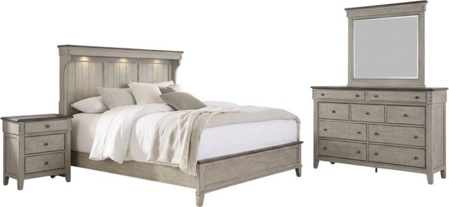 Liberty Furniture Ivy Hollow 4-Piece Dusty Taupe/Weathered Linen King Mantle Bedroom Set-0
