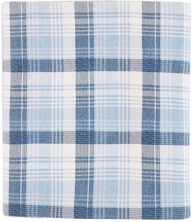 Olliix by Woolrich Blue Plaid King Flannel Cotton Sheet Set-2
