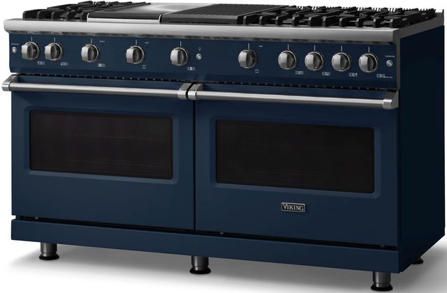 Viking® 5 Series 60" Slate Blue Pro Style Gas (NG) Range with Polished Chrome Trim-2