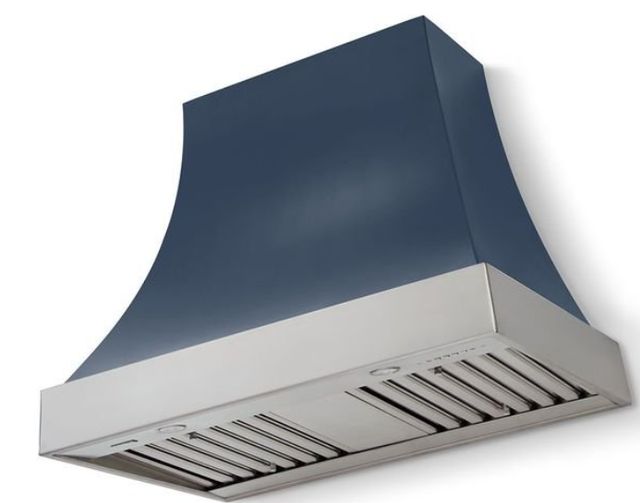 La Cornue CornuFé Cascade 44" Winter Sky Wall Mounted Range Hood with Satin Chrome Trim-0