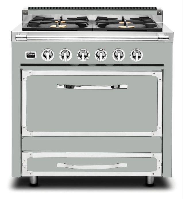 Viking® Tuscany 36" Arctic Grey Dual Fuel Natural Gas Pro-Style Range-0