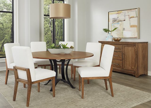 LM Co Home By Vaughan-Bassett Crafted Cherry by Ben & Erin Napier Medium Cherry/White Upholstered Side Chair-1