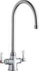 Elkay Chrome Single Hole Concealed Deck Faucet with 8" Gooseneck Spout and 2" Lever Handles-0
