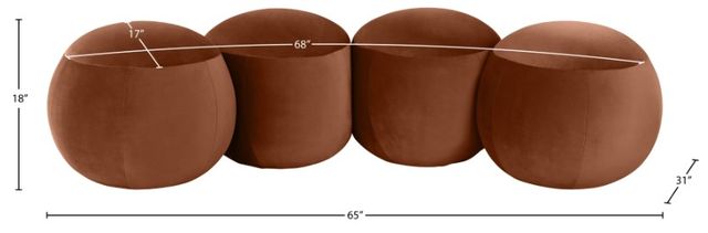 Meridian Furniture Apollo Cognac 65" Velvet Upholstered Bench-4