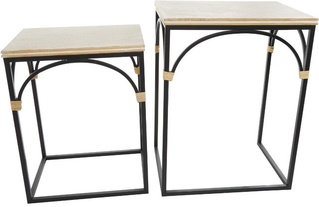 Deco Marche 2-Piece Beige/Black Side Table-0
