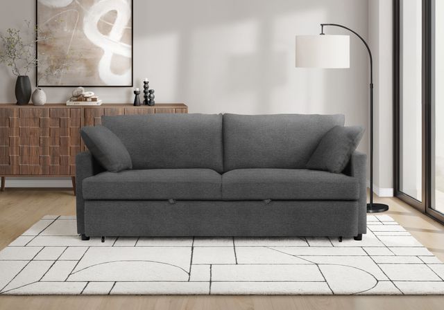 Monarch Specialties Inc. Brego-18 Charcoal Grey Convertible Full Sleeper Sofa Bed-1
