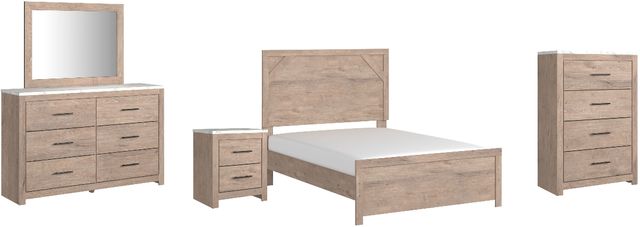 Signature Design by Ashley® Senniberg 5-Piece Light Brown/White Full Panel Bed Set-0