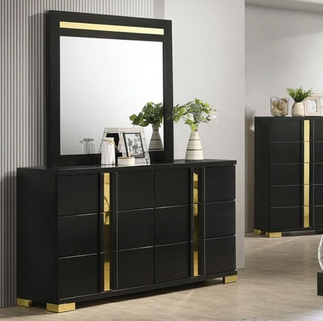 Furniture of America® Lillestrom Black/Gold Dresser-2