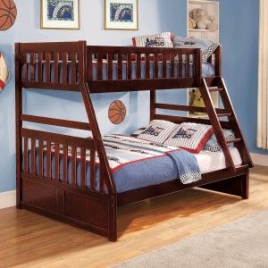 Mazin Furniture Rowe Cherry Twin/Full Bunk Bed-1