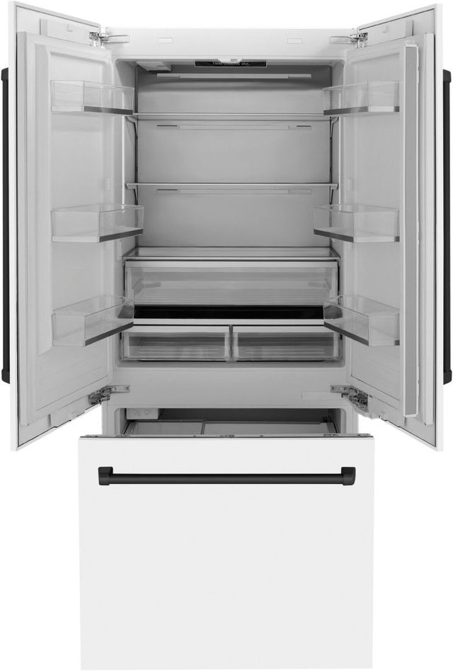 ZLINE Autograph Edition 36" 19.6 Cu. Ft. White Matte Built-In French Door Refrigerator-1