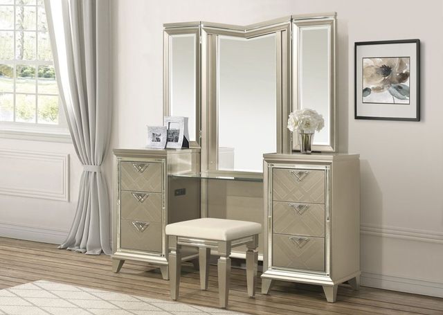 Mazin Furniture Bijou Champagne Vanity Stool-3
