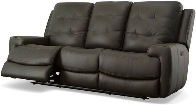 Flexsteel® Wicklow Black Power Reclining Sofa with Power Headrests-2