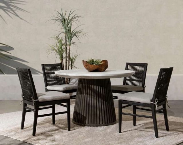 Classic Home Caspia White Concrete Outdoor Dining Table with Gray Base-1