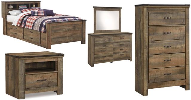 Signature Design by Ashley® Trinell 5-Piece Brown Full Panel Storage Bed Set-0
