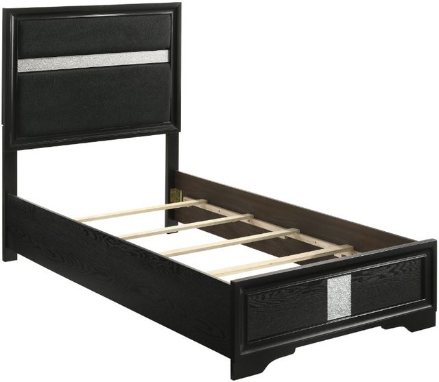 Coaster® Miranda Black Upholstered Twin Panel Bed -0