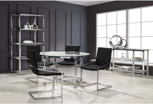 Mazin Furniture Lyrica Glass Top Round Dining Table with Chrome Base -1