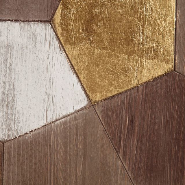Olliix by Madison Park Motley 2 Pieces Gold and Neutral Geo Wood Carved Wall Panel Set-1