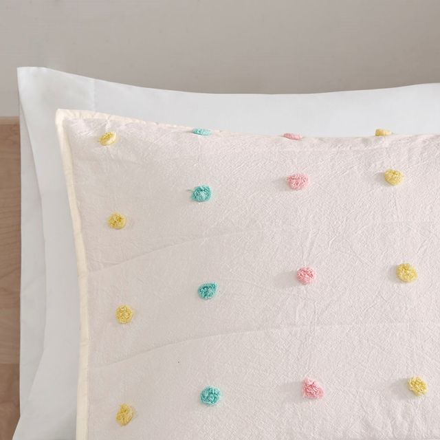 Olliix by Clean Urban Habitat Kids Callie Multi-Colored Full/Queen Cotton Jacquard Pom Pom Coverlet Set-3