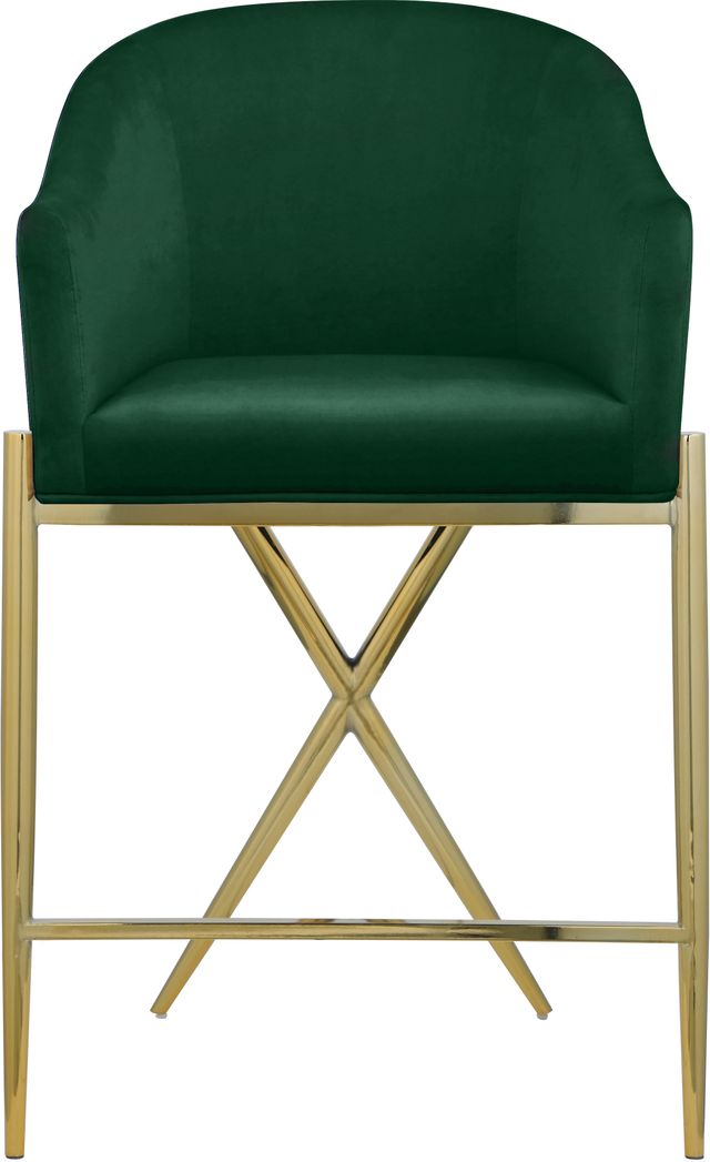 Meridian Furniture Xavier Green/Gold Velvet Counter Stool-2