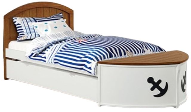 Furniture of America® Poseidon Oak/White Twin Captain Bed with Trundle-0