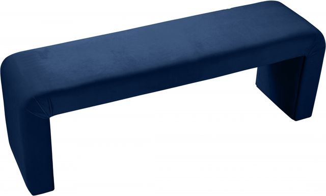 Meridian Furniture Minimalist Navy Velvet Bench-2