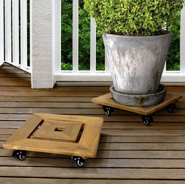 StyleCraft Brown Square Plant Caddies-3