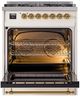 Ilve® Nostalgie II Noblesse 30'' Antique White Pro Style Dual Fuel Range with Brass Trim-1