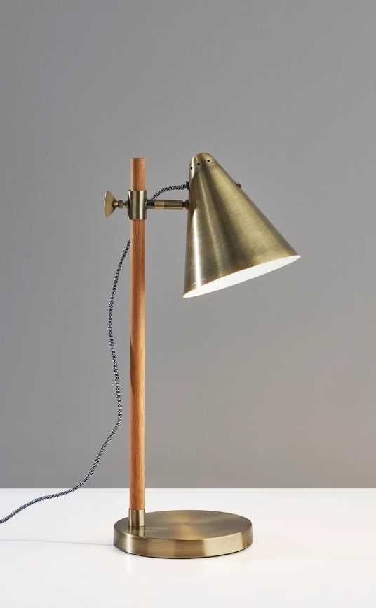 Adesso® Bryn Antique Brass/Natural Desk Lamp-3
