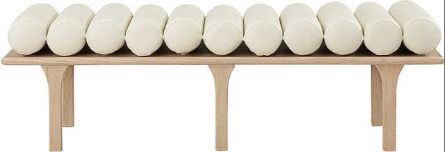 Meridian Furniture Landon Cream/Natural Vegan Leather Bench-1