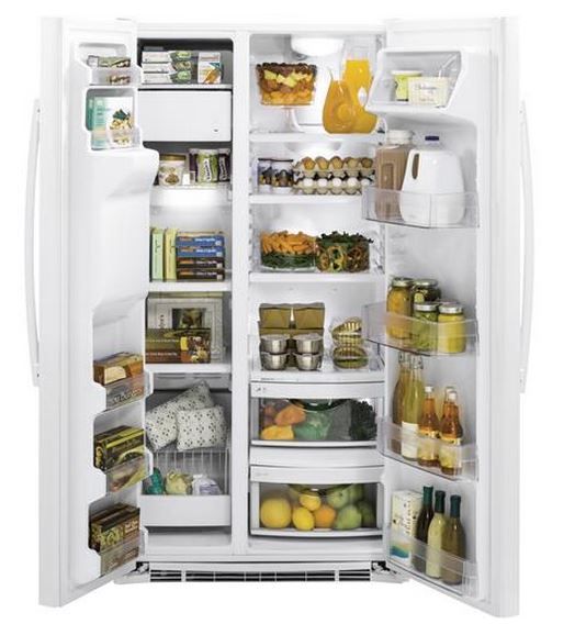 GE® 36 in. 21.9 Cu. Ft. White Counter Depth Side By Side Refrigerator-1