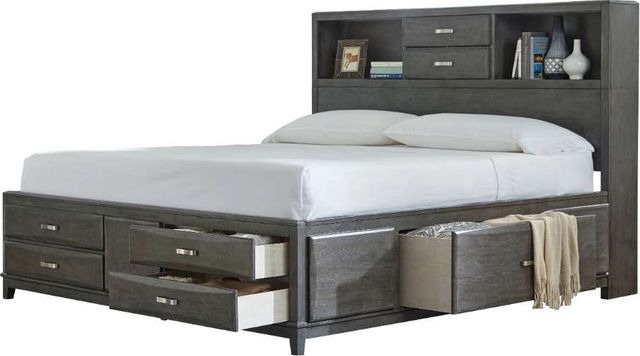 Signature Design by Ashley® Caitbrook Gray California King Bookcase Bed with 8-Drawer Storage-1