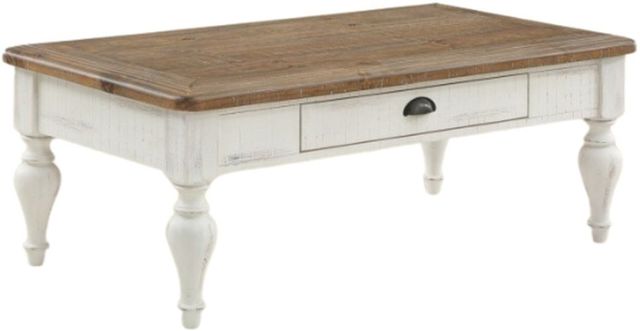 Winners Only® Augusta Rustic Brown Top Coffee Table with White Base-0