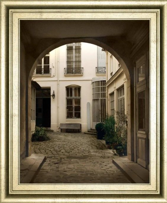 Classy Art Marais Courtyard By Milla White Wall Art-1
