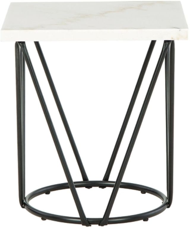 Signature Design by Ashley® Vancent White End Table with Black Metal Base -1