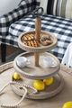 A & B Home Natural Brown Round Three-Tiered Wooden Display Tray-4