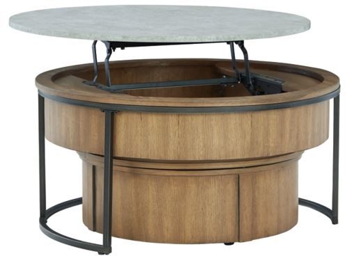 Signature Design by Ashley® Fridley 2-Piece Gray Nesting Table with Natural Drum Base-2