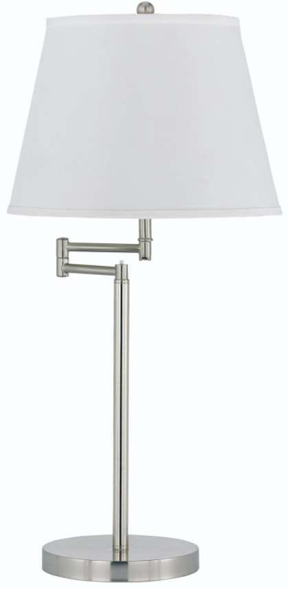 Cal® Lighting & Accessories Andros Brushed Steel/White Table Lamp-0