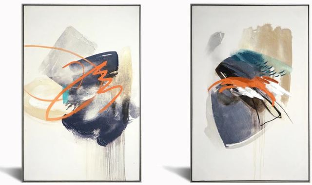 Classy Art 2-Piece 47" Hand Painted Textured Wall Art Set-1
