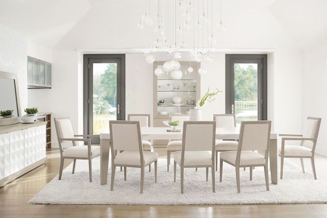 Bernhardt Axiom Linear White Top Dining Table with Linear Gray Base-2