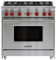 Wolf® 36" Stainless Steel Pro Style Natural Gas Range