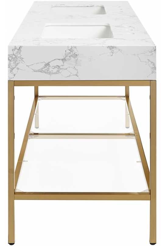 Meridian Furniture Marmo White/Brushed Brass 60" Bathroom Vanity-3