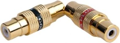 DB Link RCA Female to Female Gold Finish Metal Left and Right Barrel Audio Connectors Pair-0