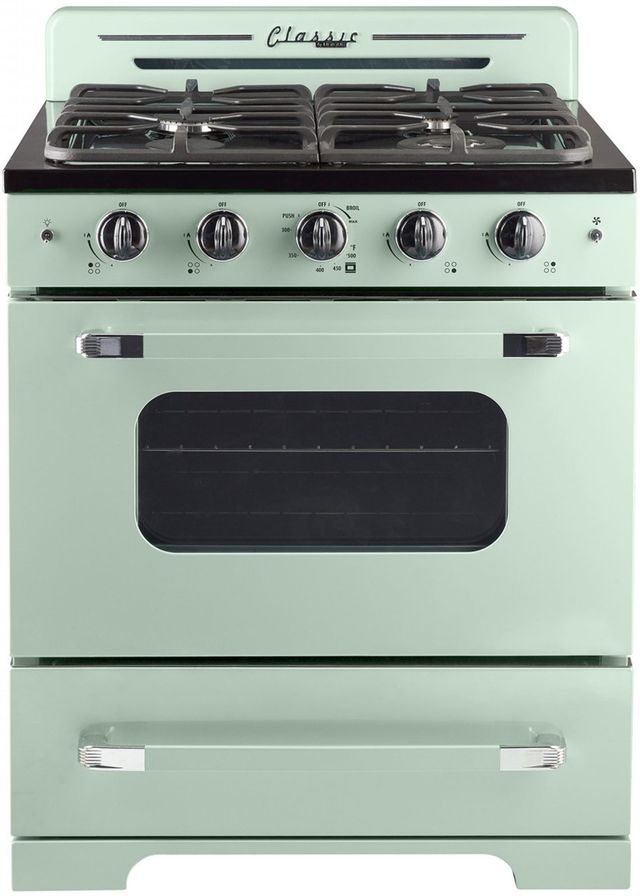 Unique® Appliances Classic Retro 30" Summer Mint Green Freestanding Gas Range-0