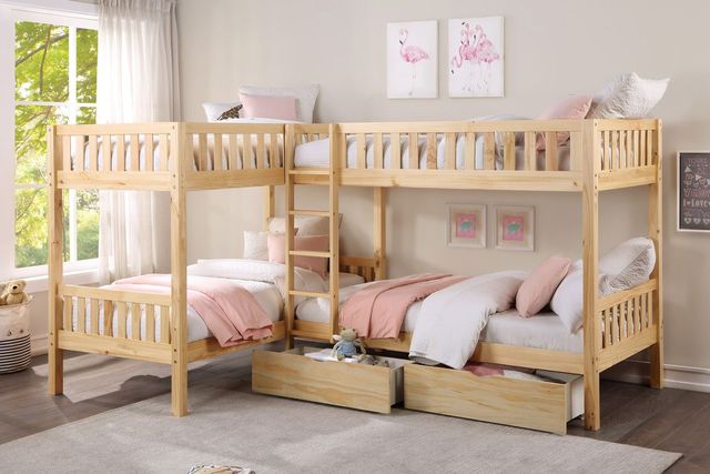 Homelegance® Bartly Natural Pine Youth Twin Corner Bunk Storage Bed-1