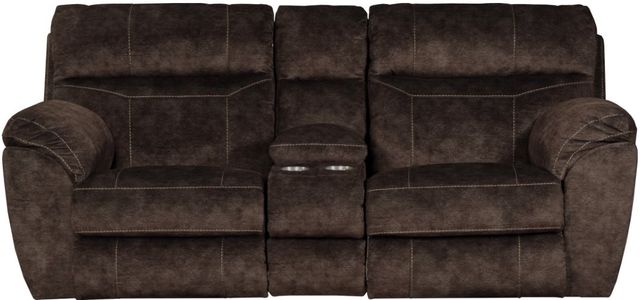 Catnapper® Sedona Mocha Power Headrest with Lumbar Lay Flat Reclining Console Loveseat with Storage and Cupholders-0
