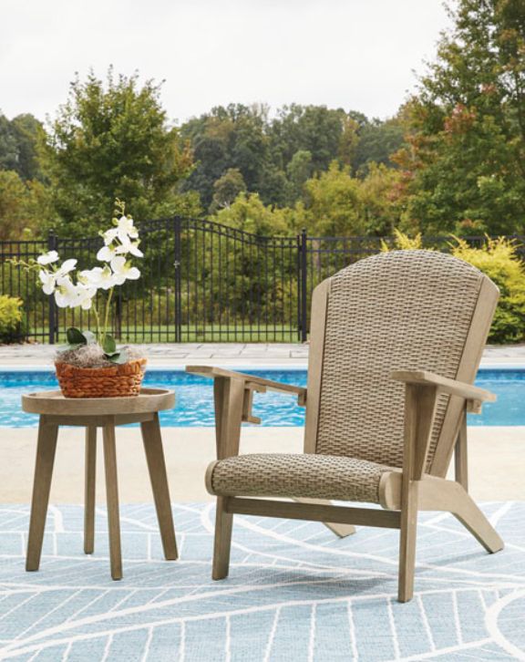Signature Design by Ashley® Marina Sun Beige Wooden/Resin Outdoor Adirondack Chair-4